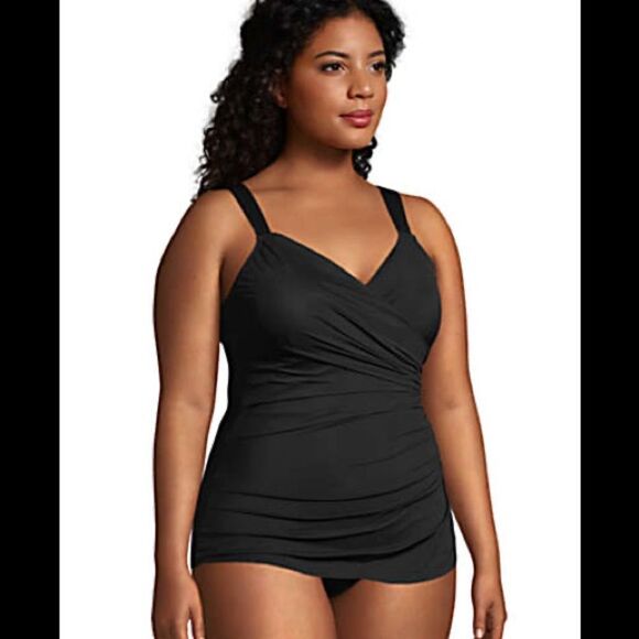 Land’s End Plus size slender control skirted one piece adjustable swimsuit Var - Picture 1 of 6